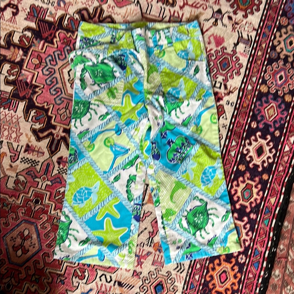 Lily Pulitzer Raven Pant starfish patch. EUC. cotton.